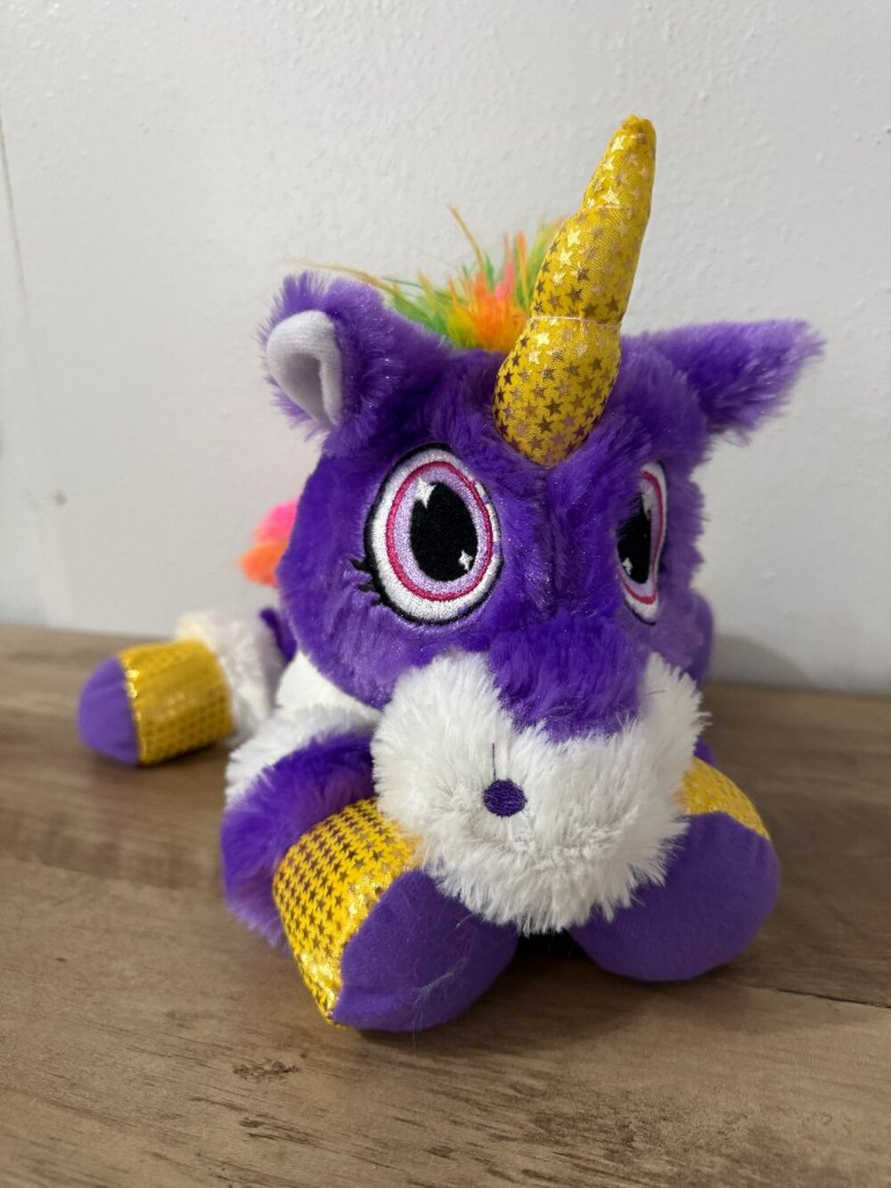 🦄 Purple Rainbow Metallic Gold Horn Unicorn Plush
